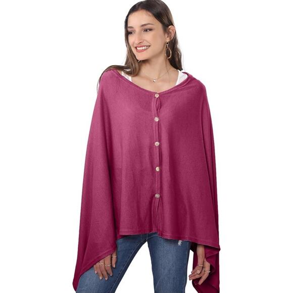 MissShorthair Women's Lightweight Knitted Scarf Poncho Sweater Cape Shawl - Picture 1 of 6